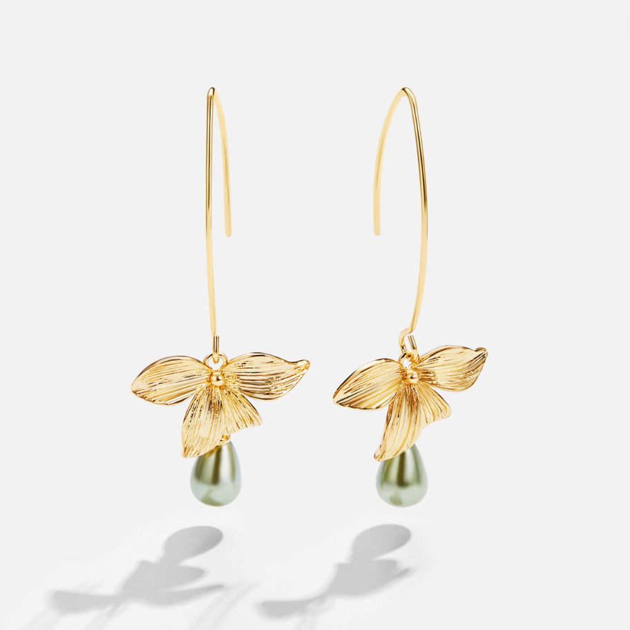Jadeite Pearl Pendant Earrings