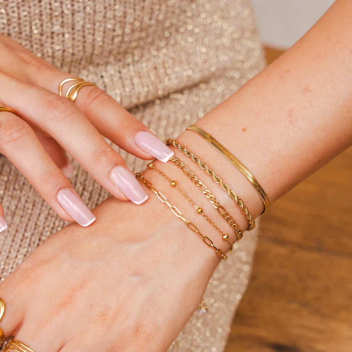 Glamour Zirconia Bracelet Set 18K Gold Plated