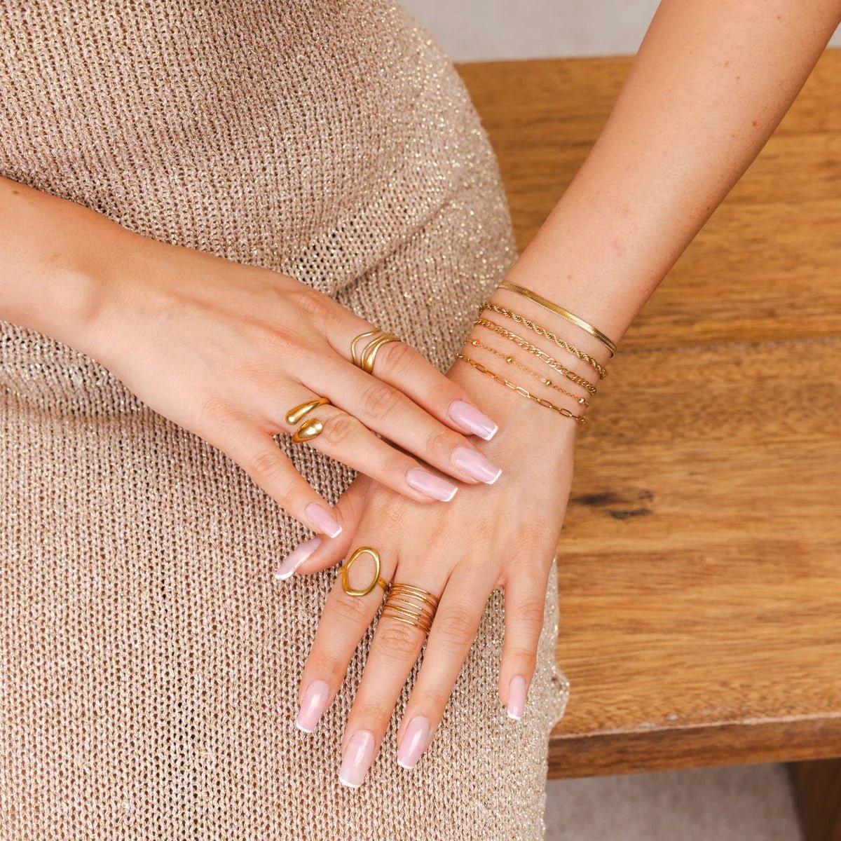 Glamour Zirconia Bracelet Set 18K Gold Plated
