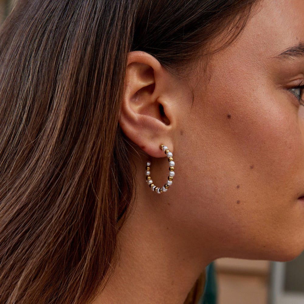 Maia Pearl & Gold Bead Earrings