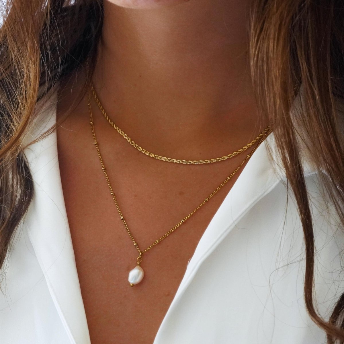 Everyday Double Layer Necklace 18K Gold Plated