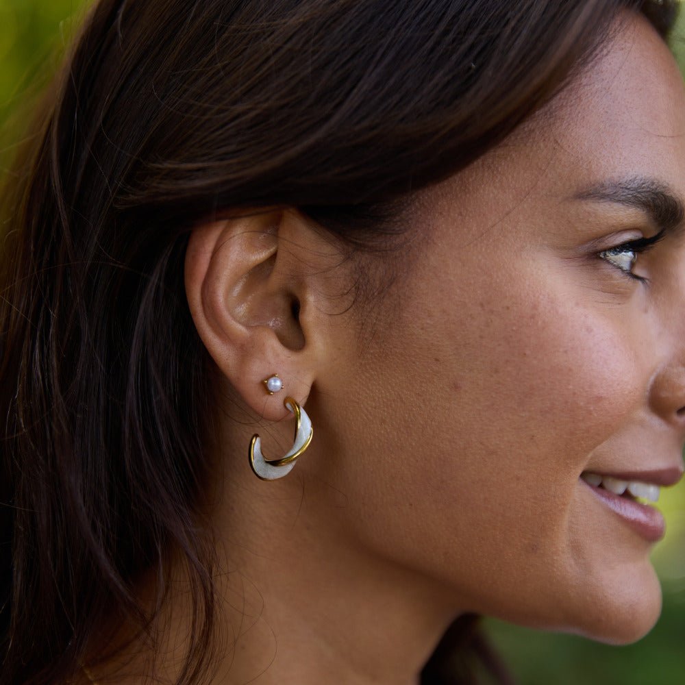 Mother of Pearl Twist Hoop Earrings