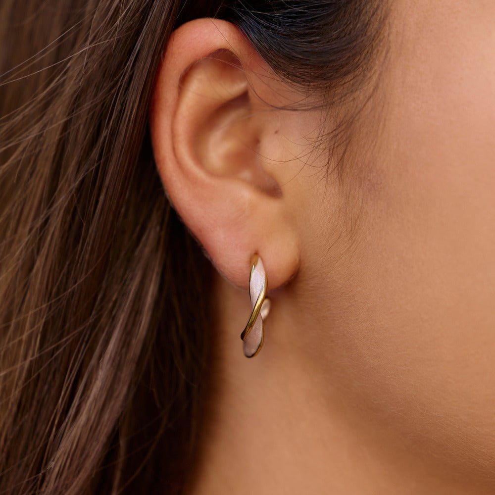 Pink Mother of Pearl Twist Hoop Earrings