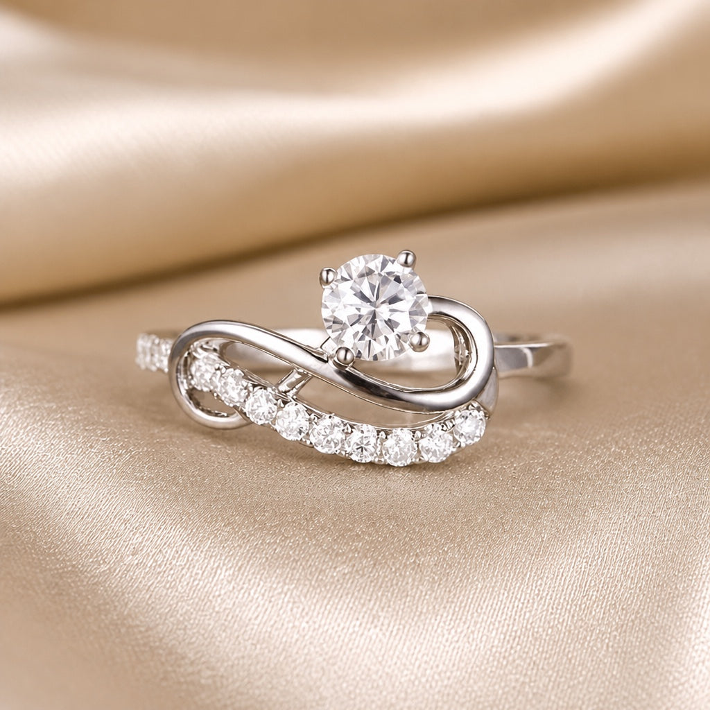 White Gold Infinity Moissanite Ring