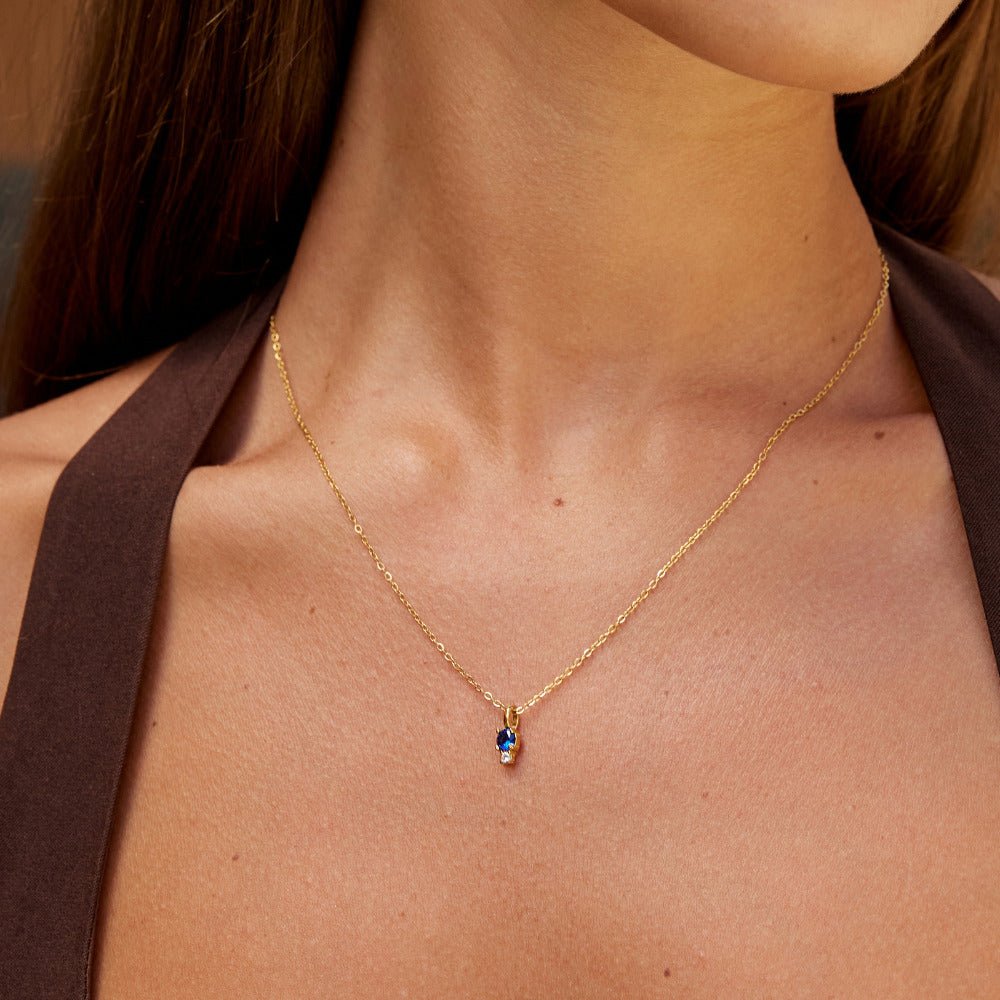 Sapphire Drop Pendant Necklace