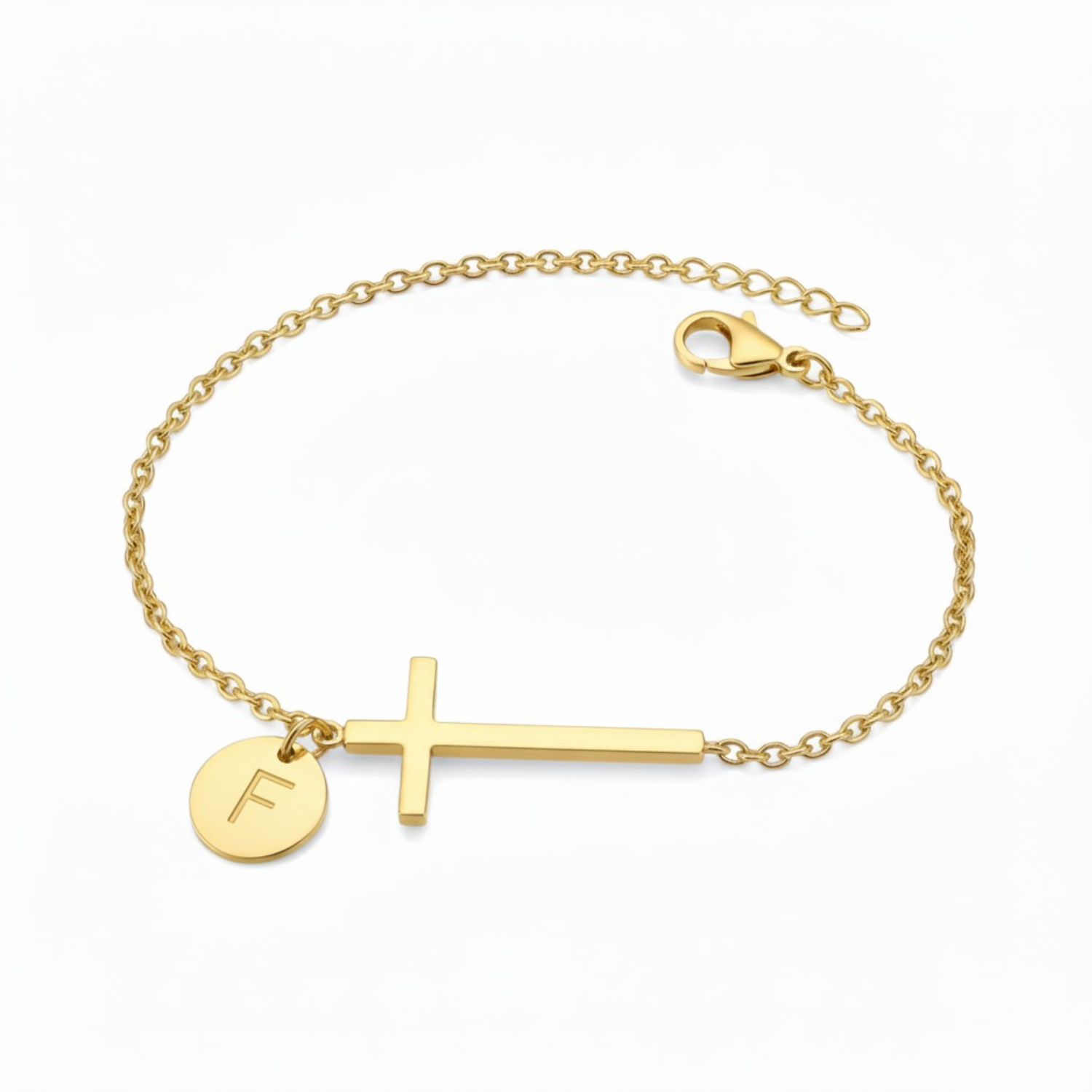 Cross Bracelet with Initial