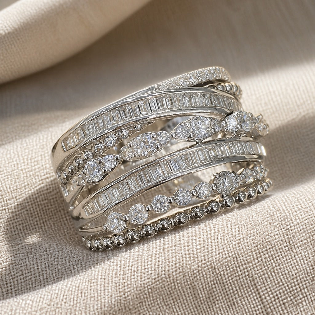 Layered Zirconia Statement Ring