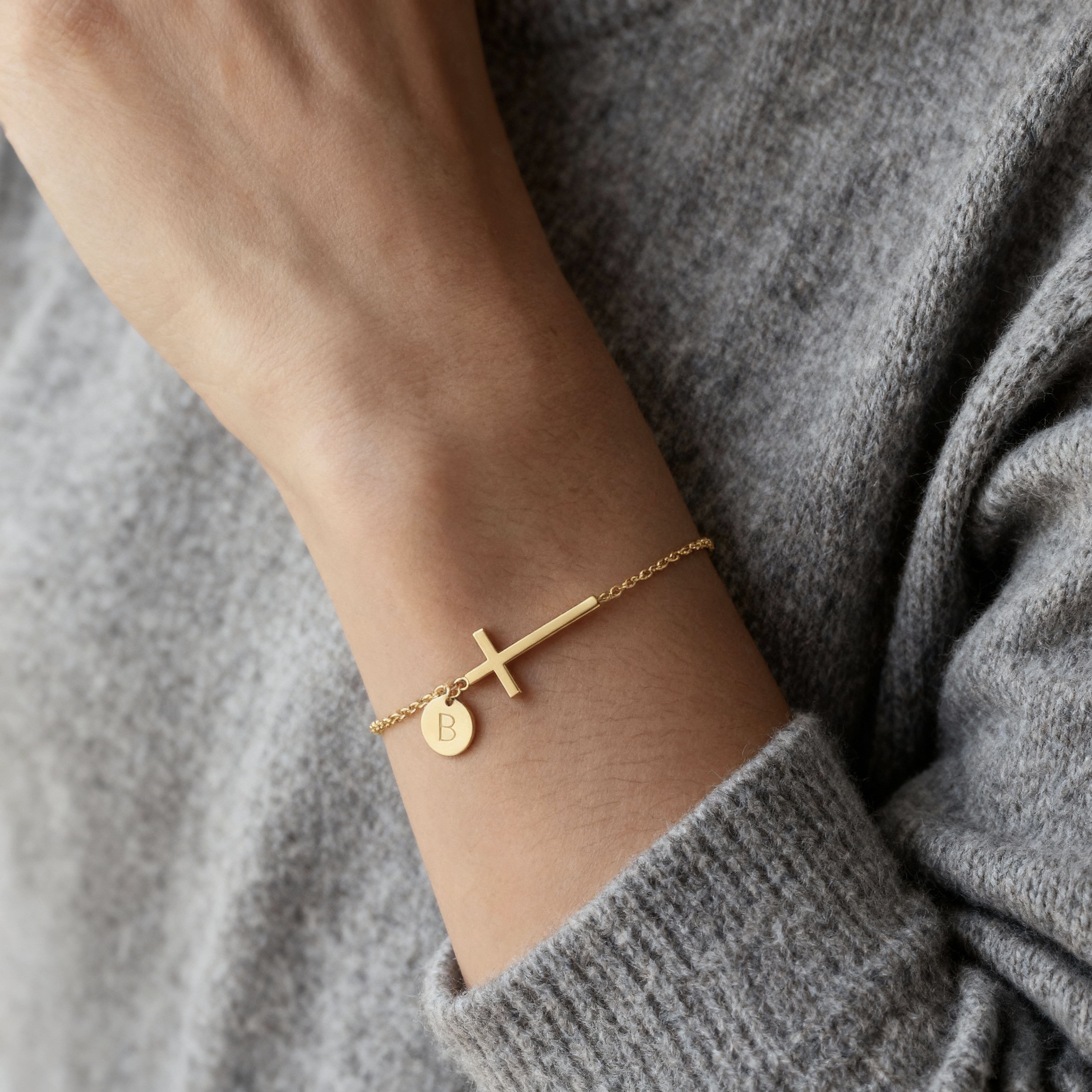 Cross Bracelet with Initial