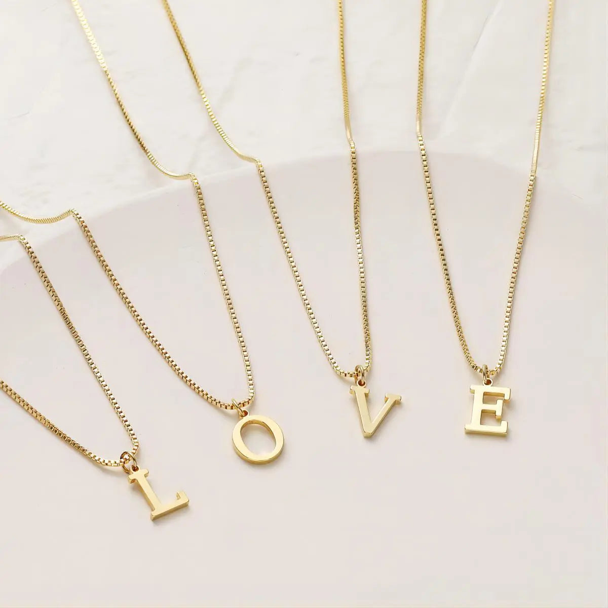Gold Necklace with Initials in Love Letter Style
