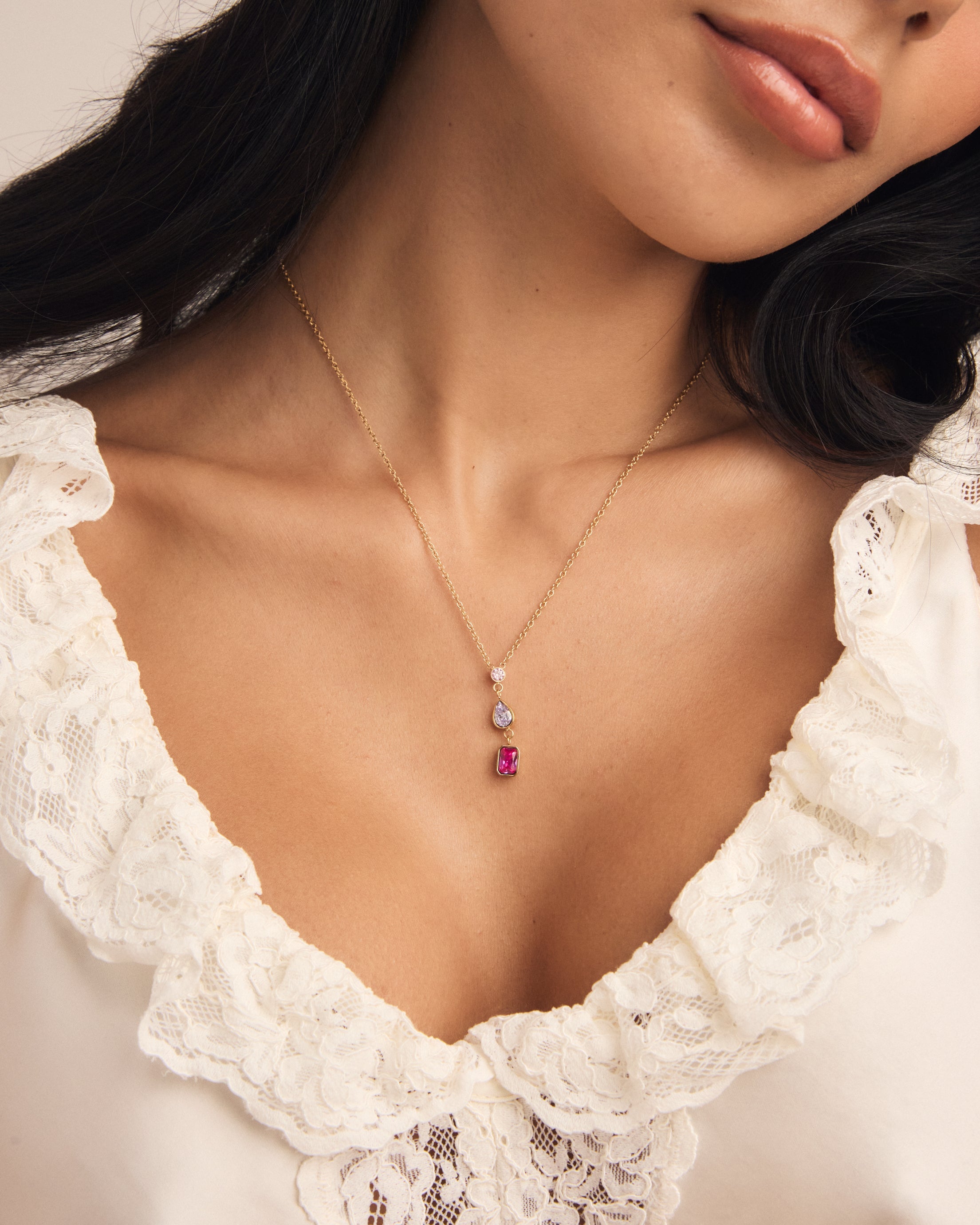 Trio Birthstone Drop Necklace