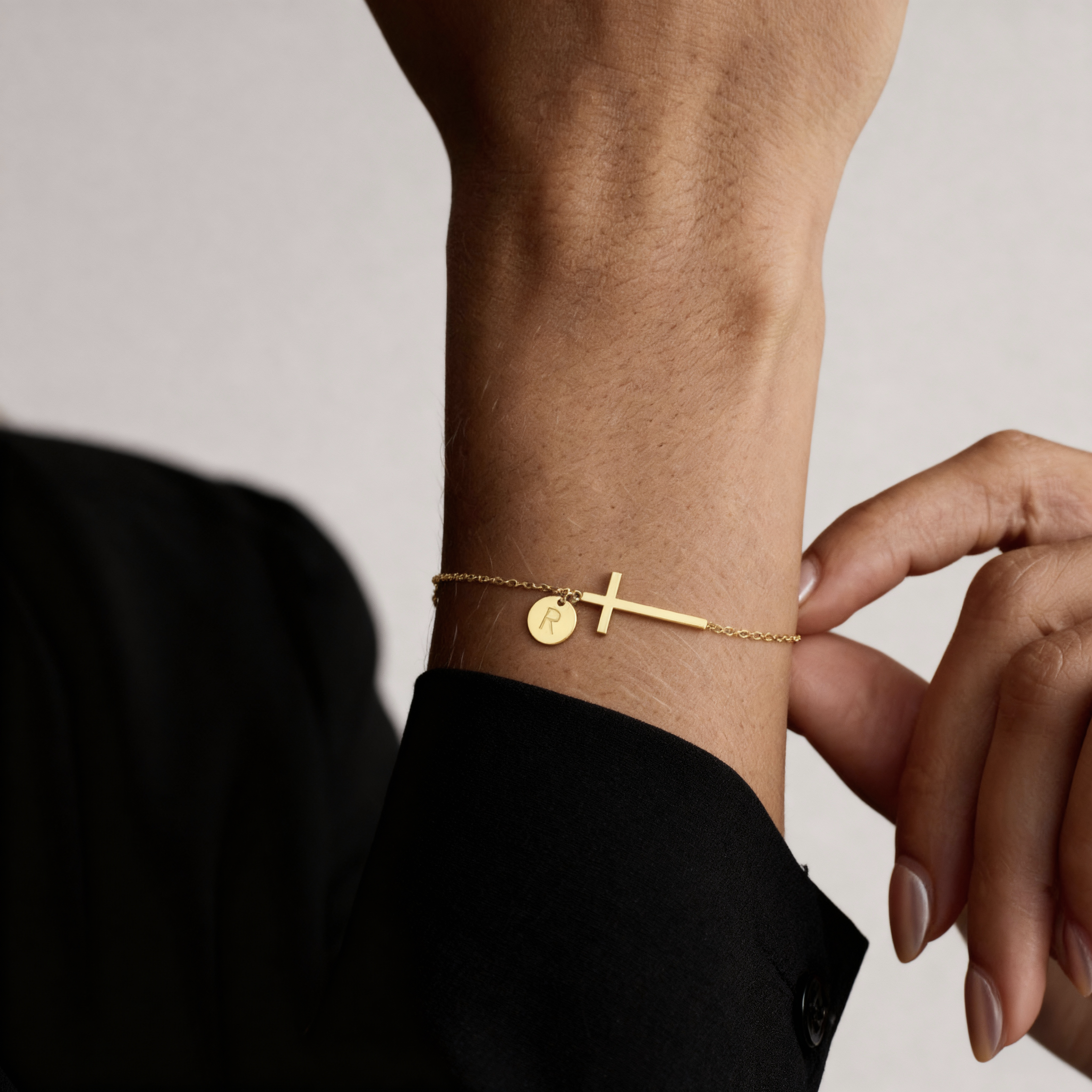 Cross Bracelet with Initial