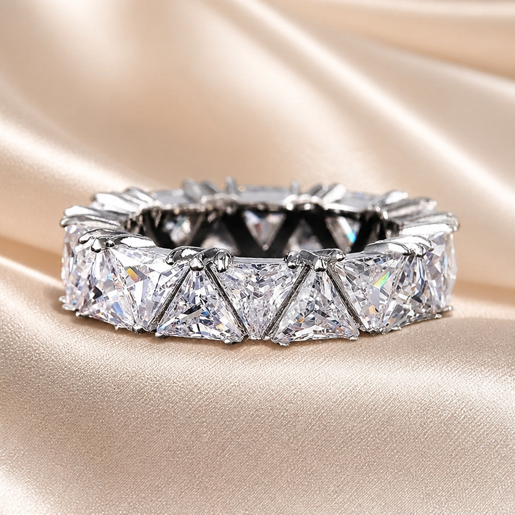 White Gold Triangular Zirconia Ring