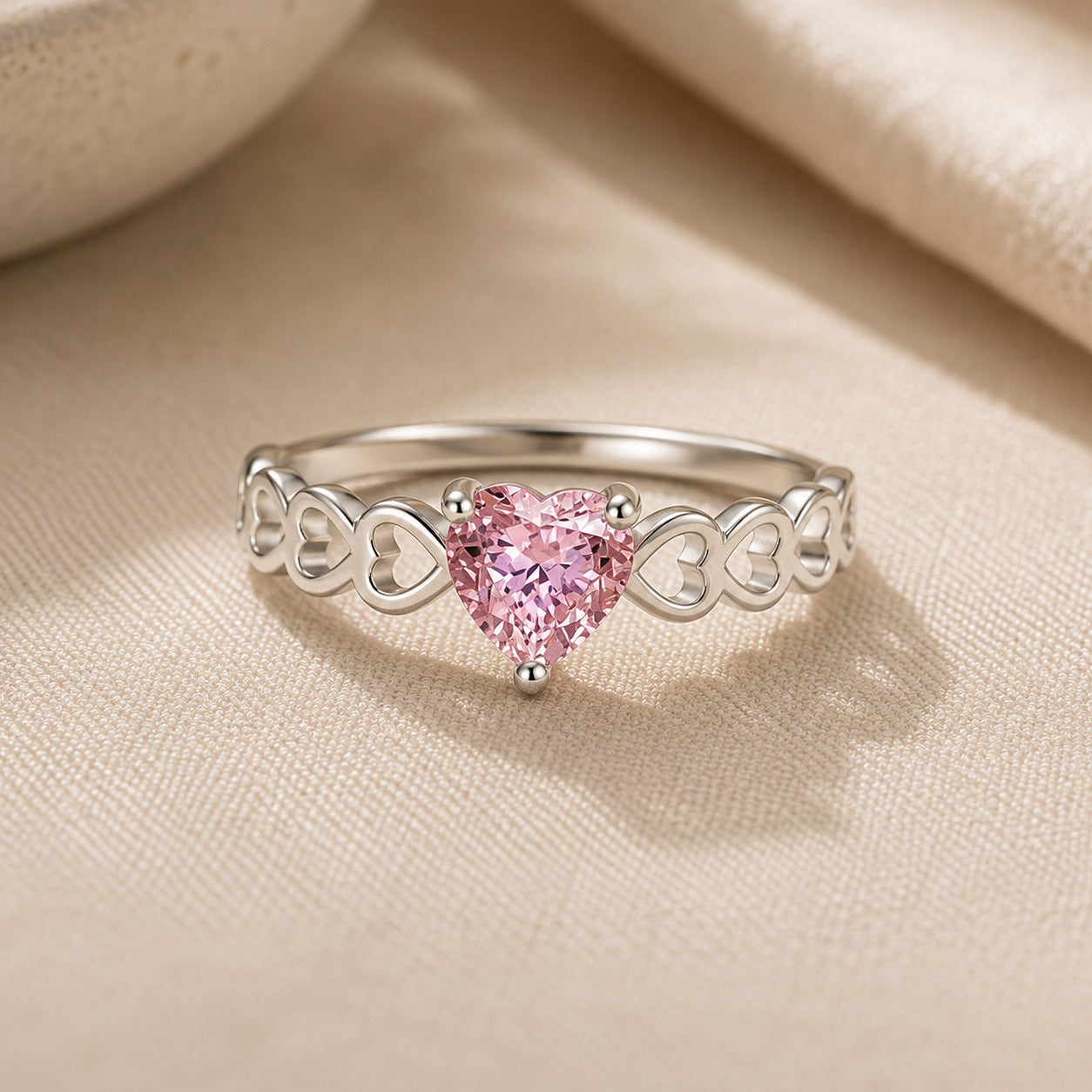 Rosalie Heart Zirconia White Gold Ring