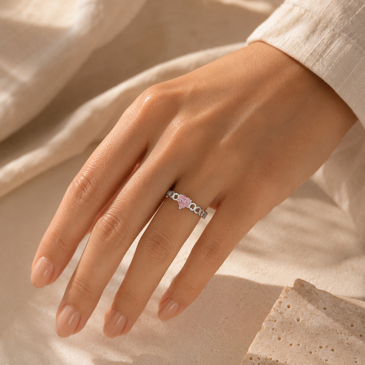 Rosalie Heart Zirconia White Gold Ring