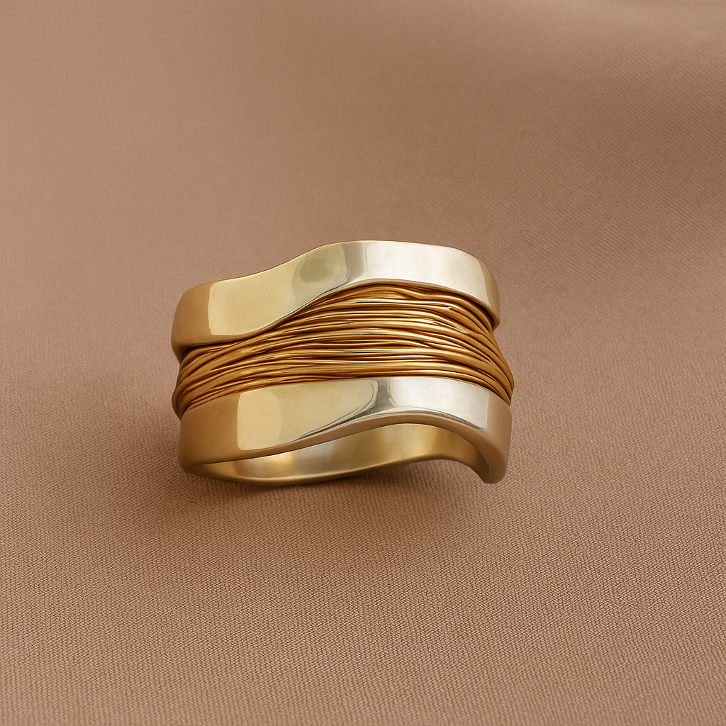 Silver Ring With Gold Threads