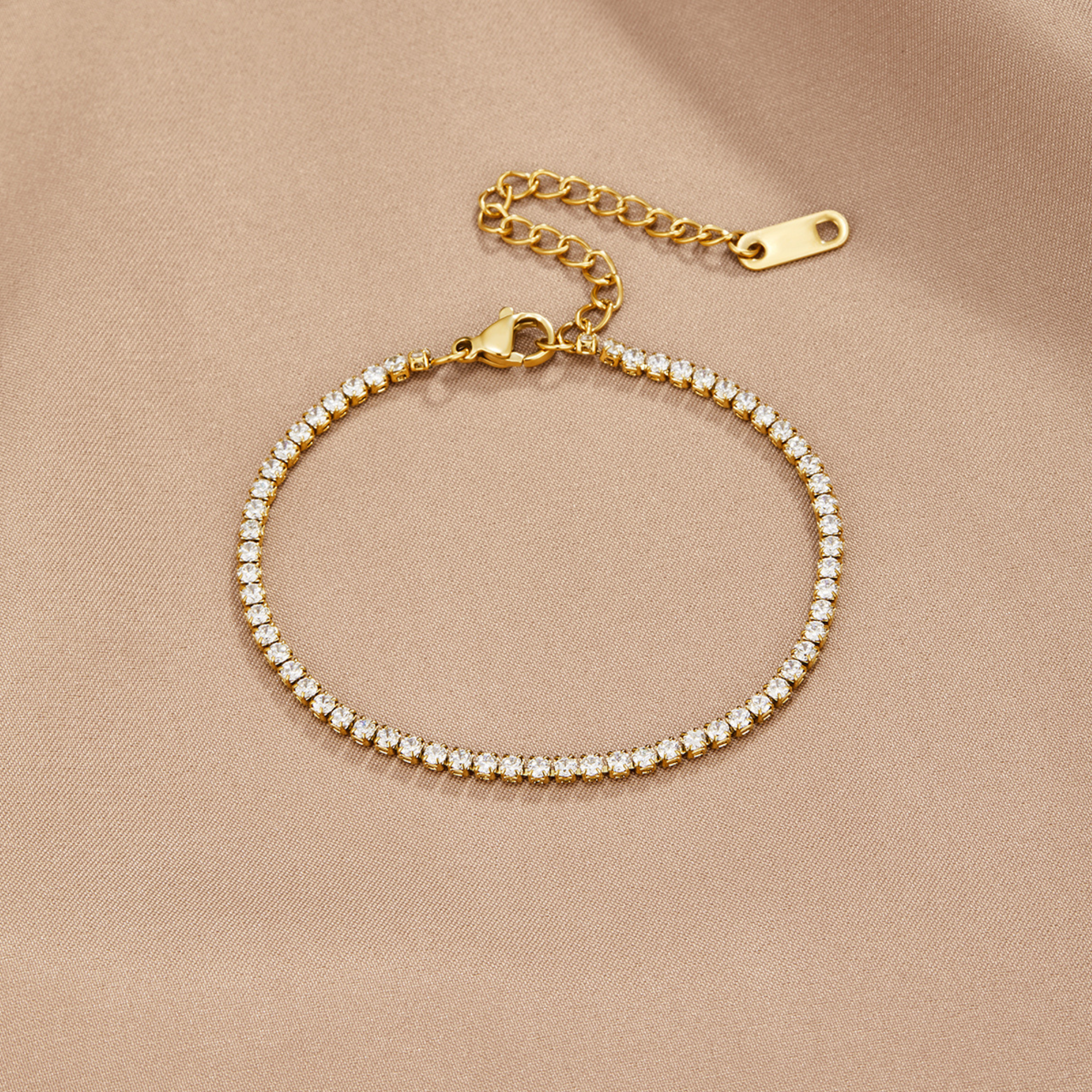 Gold Tennis Bracelet with Classic Weave
