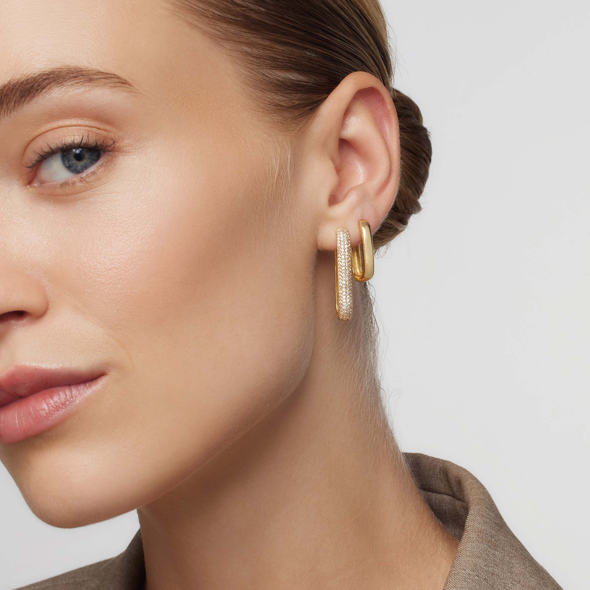 Gold Large Icon Rings with Pave