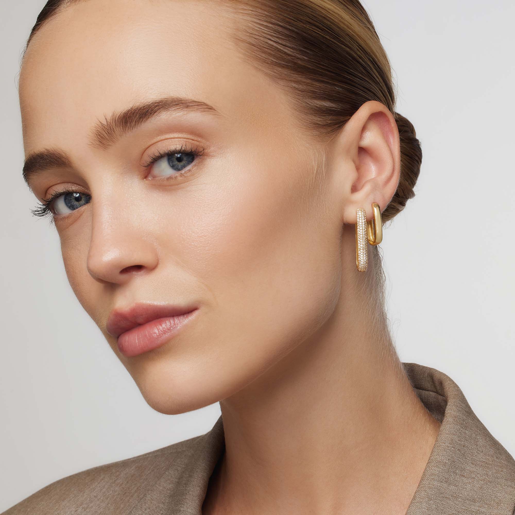 Gold Large Icon Rings with Pave
