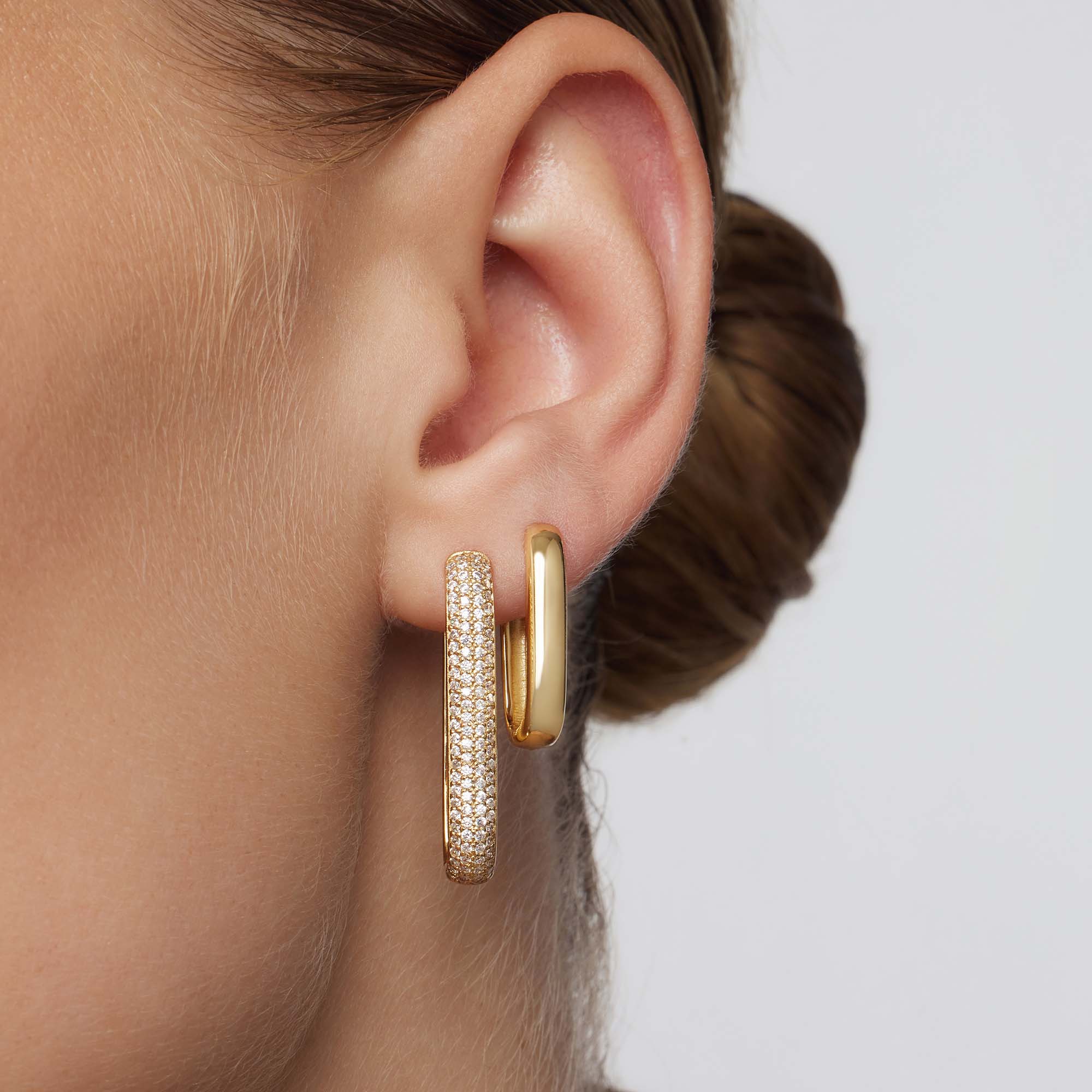 Gold Large Icon Rings with Pave