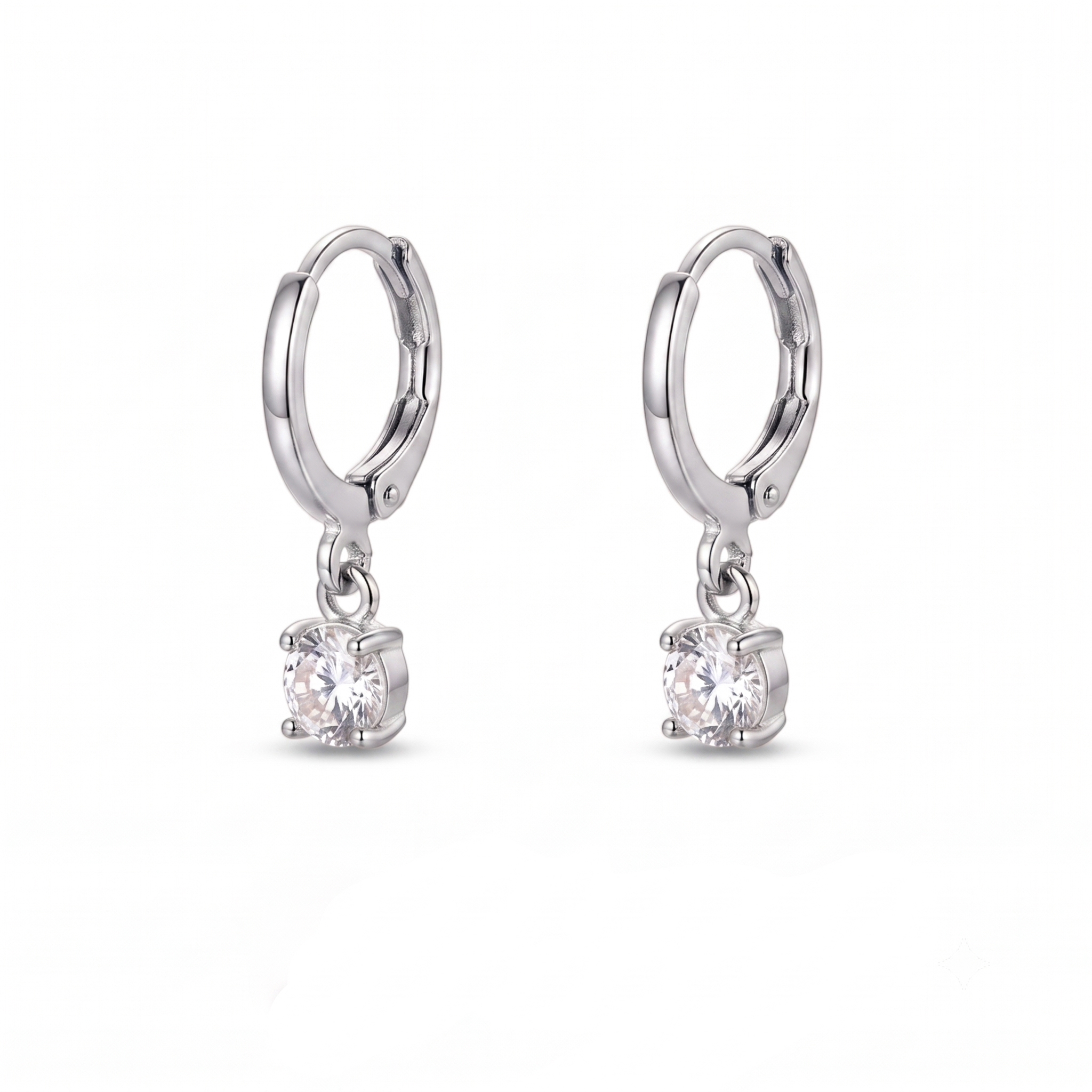 Larmes de Lune Stone Hoop Earrings | White Gold