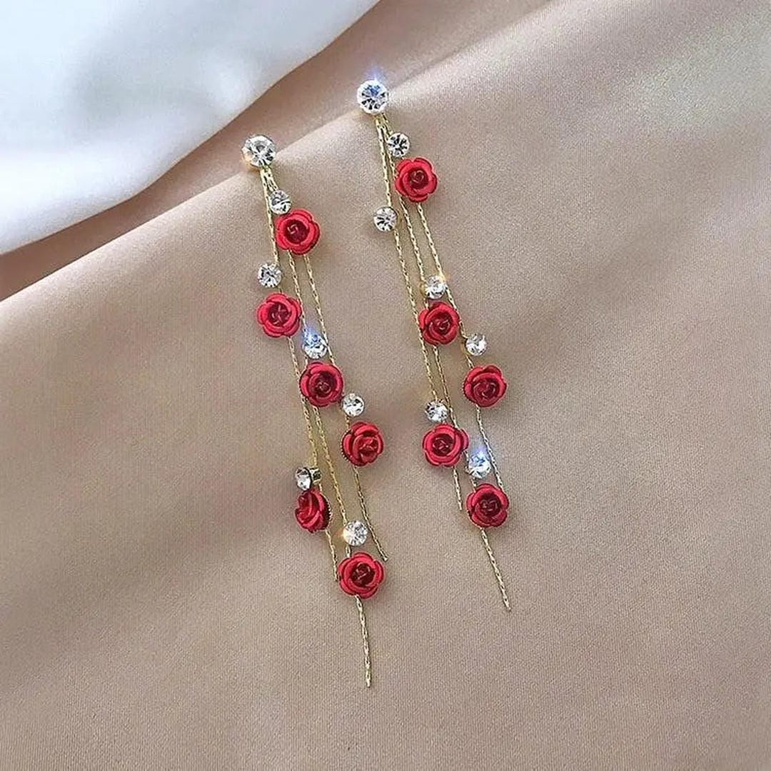 Elegant Rose Cascade Earrings