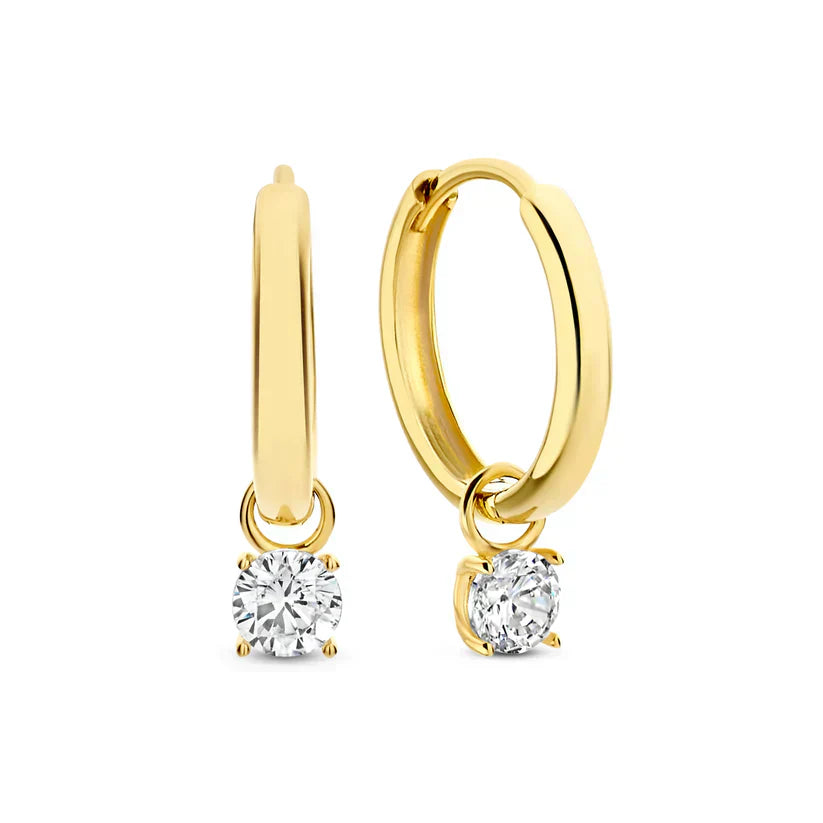 Gold Earrings with Moonstone