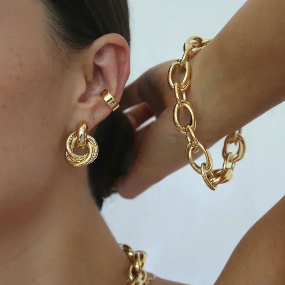 Braided Gold Jewelry Earrings
