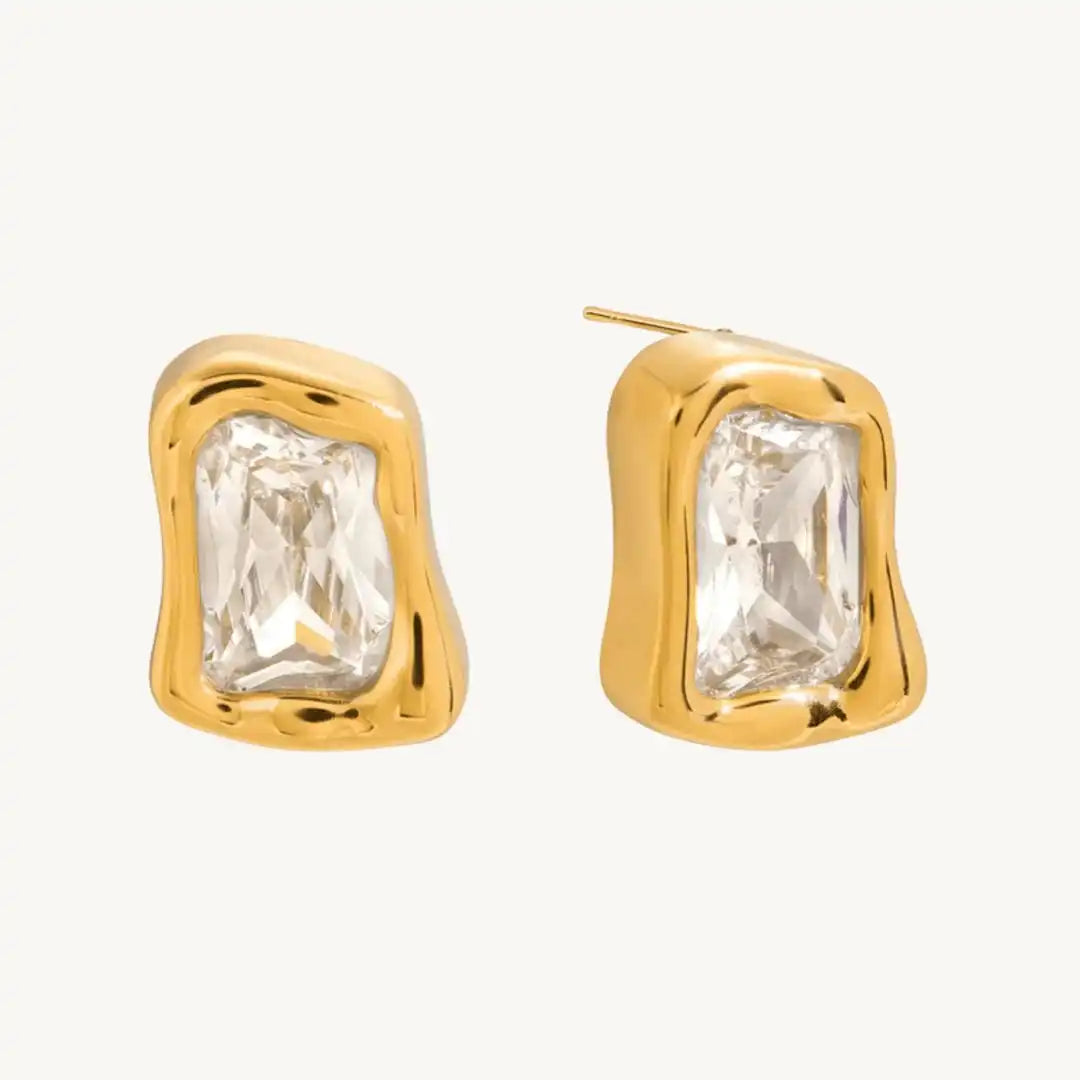 Timeless Gold Zircon Square Earrings