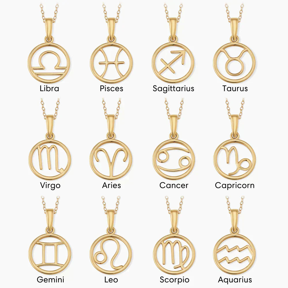 Gold Necklace with Zodiac Sign Symbol