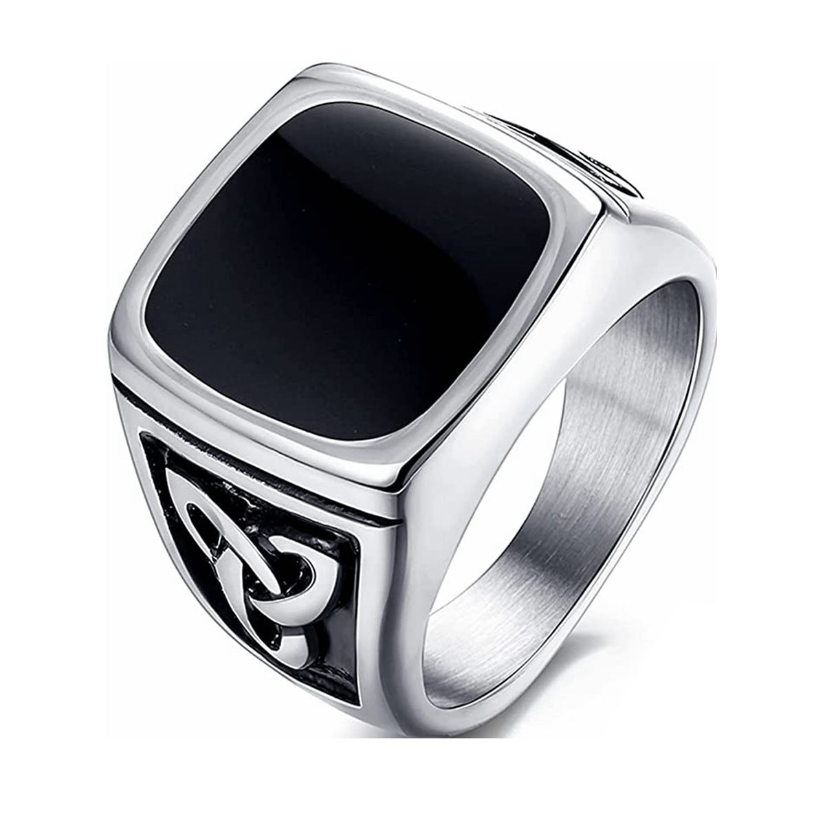 Black Onyx Signet Ring | White Gold