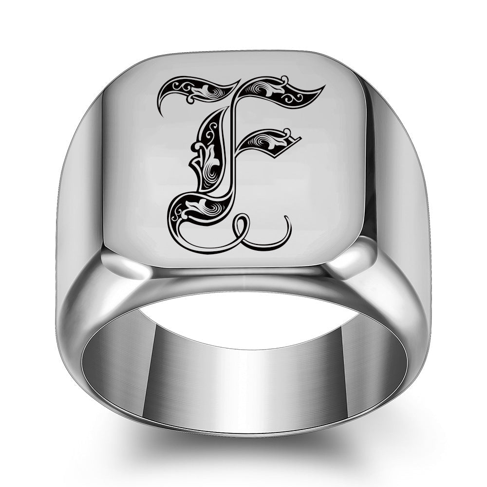 Classic Noble Initial Ring | White Gold
