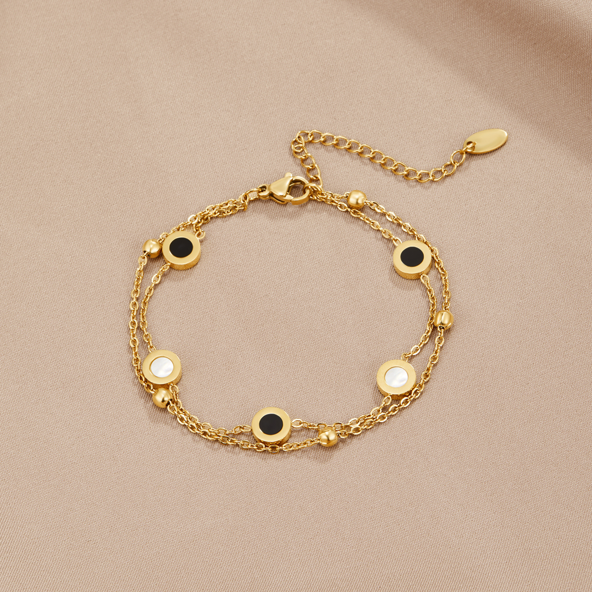 Onyx and White Mineral Bracelet