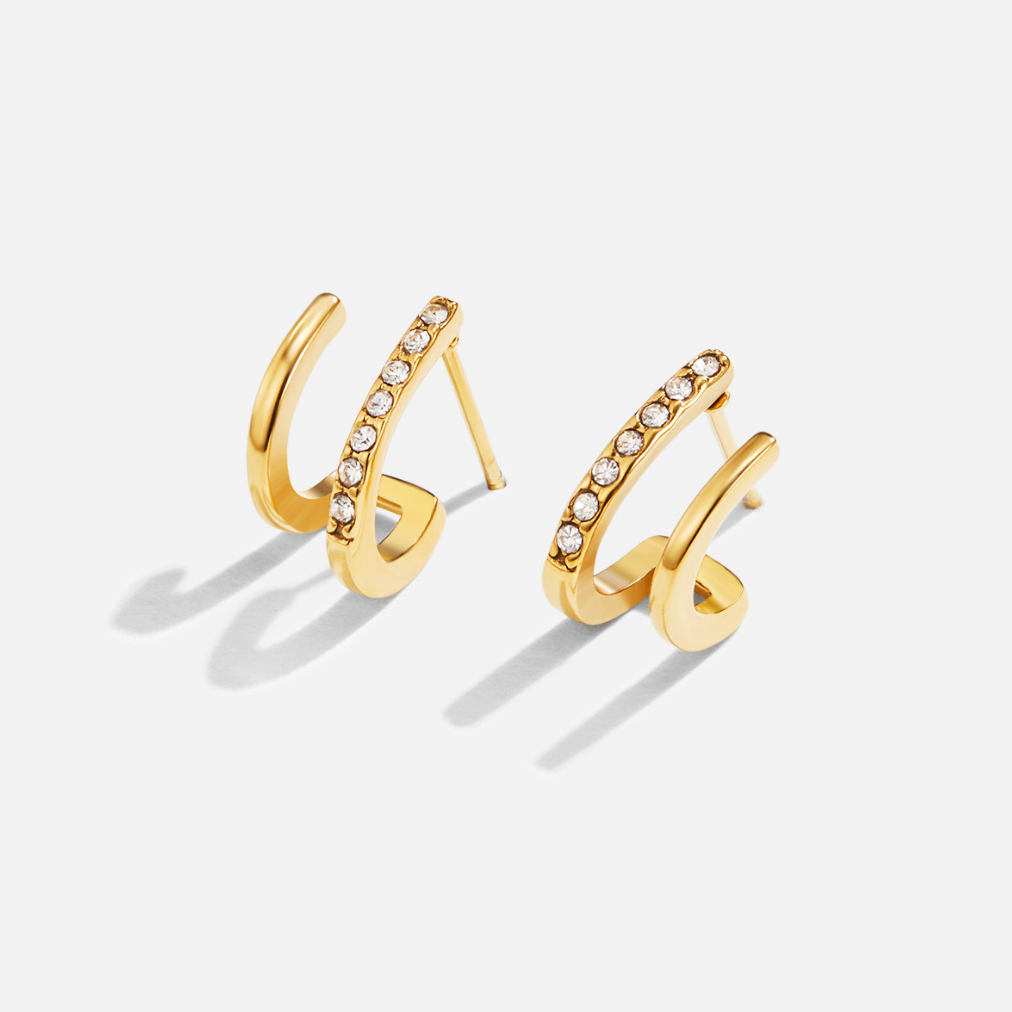 Gold hoof earrings with Crystals