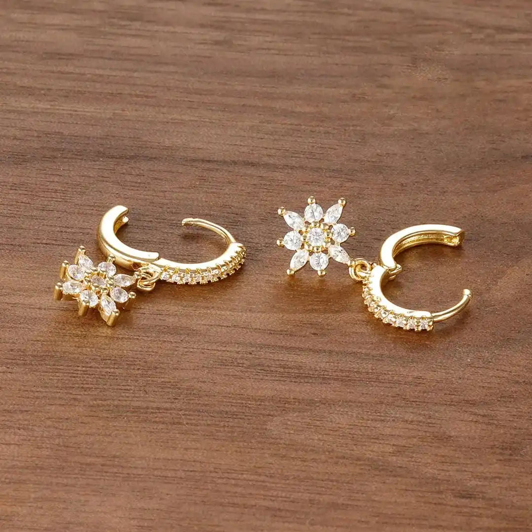 Classic Crystal Snowflake Drop Earrings