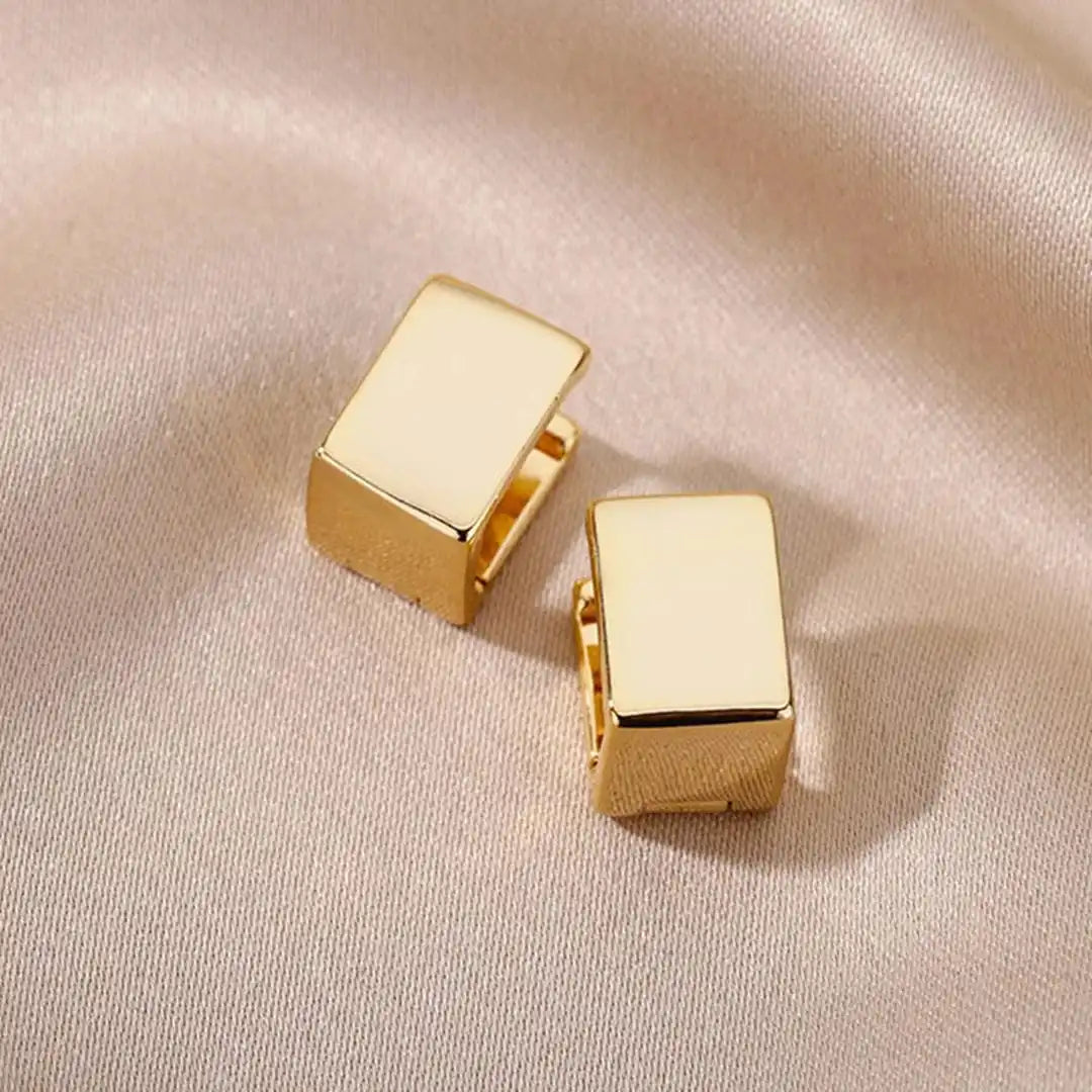 Golden Geometric Square Earrings