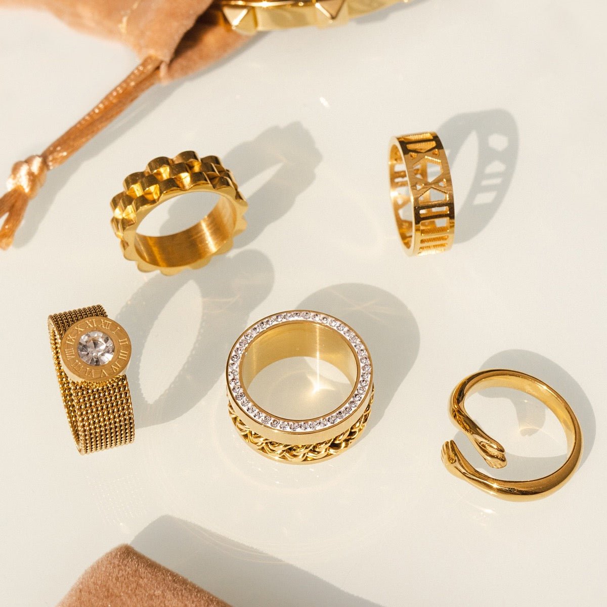 Link Zirconia Ring 18K Gold Plated