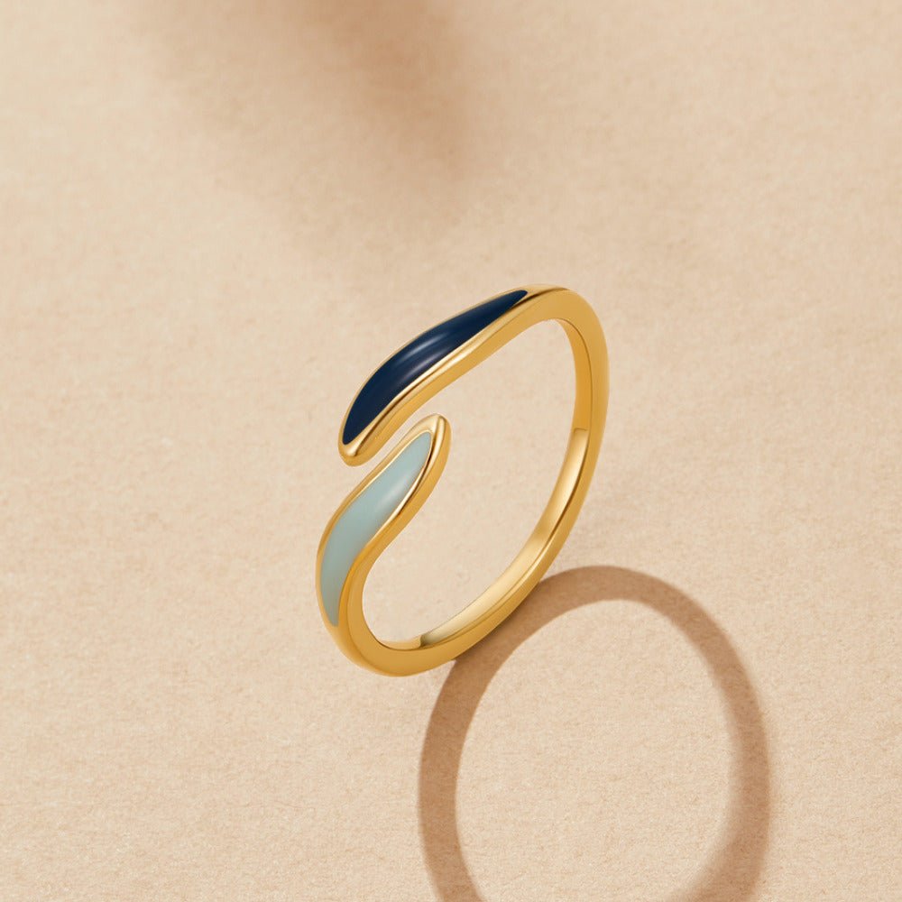 Blue Ocean Waves Wrap Ring