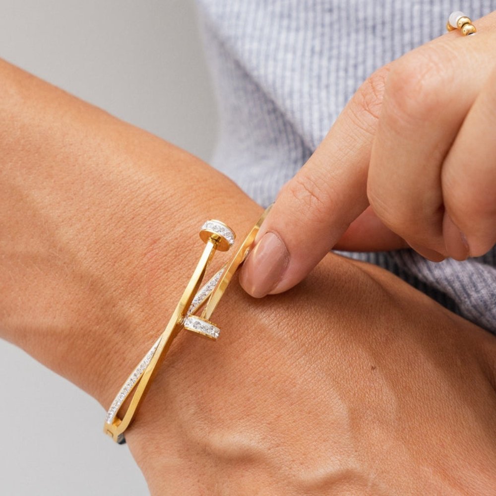 Nail Zirconia Bracelet 18K Gold Plated