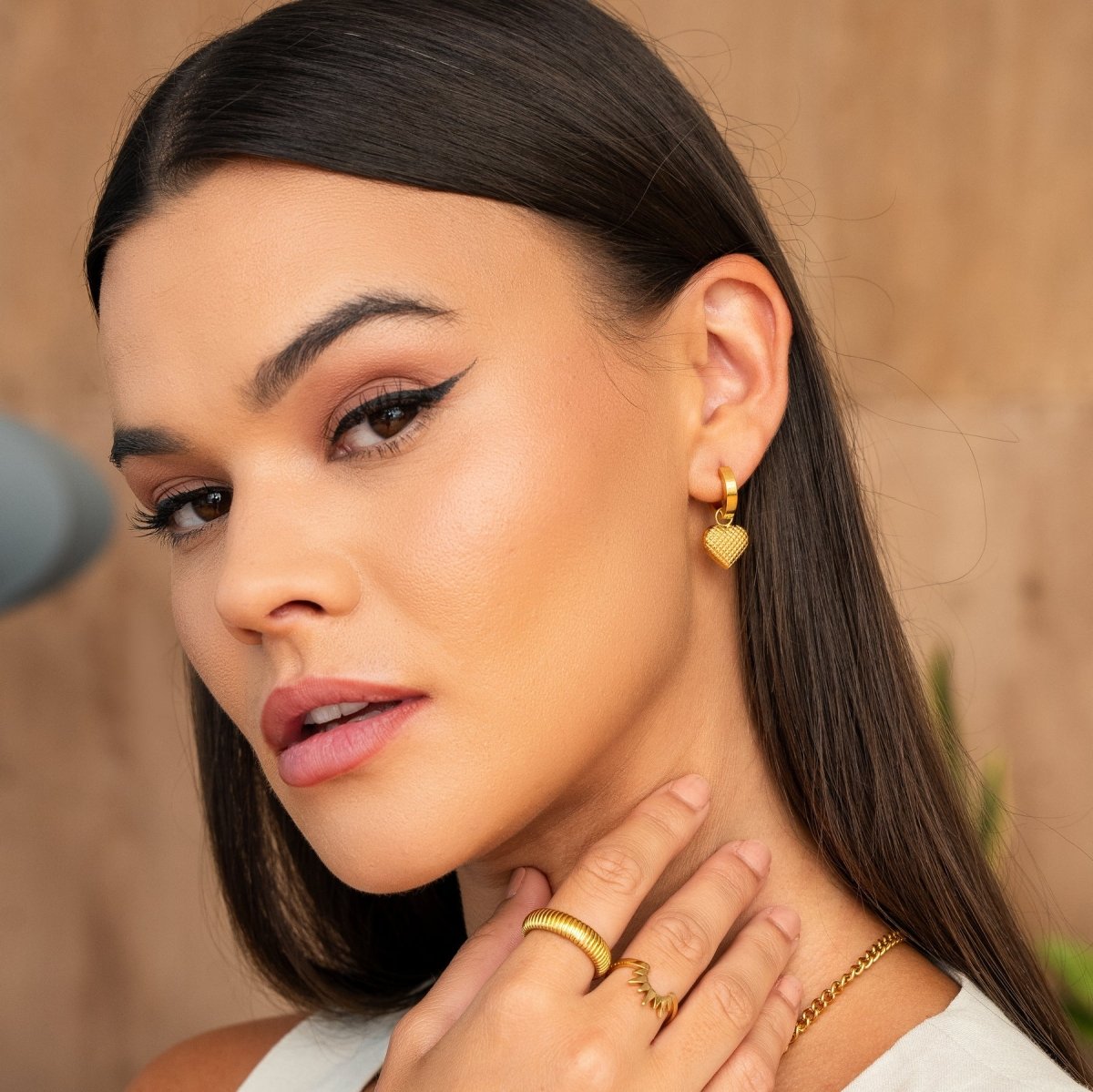 Love Mini Hoop Earrings 18K Gold Plated