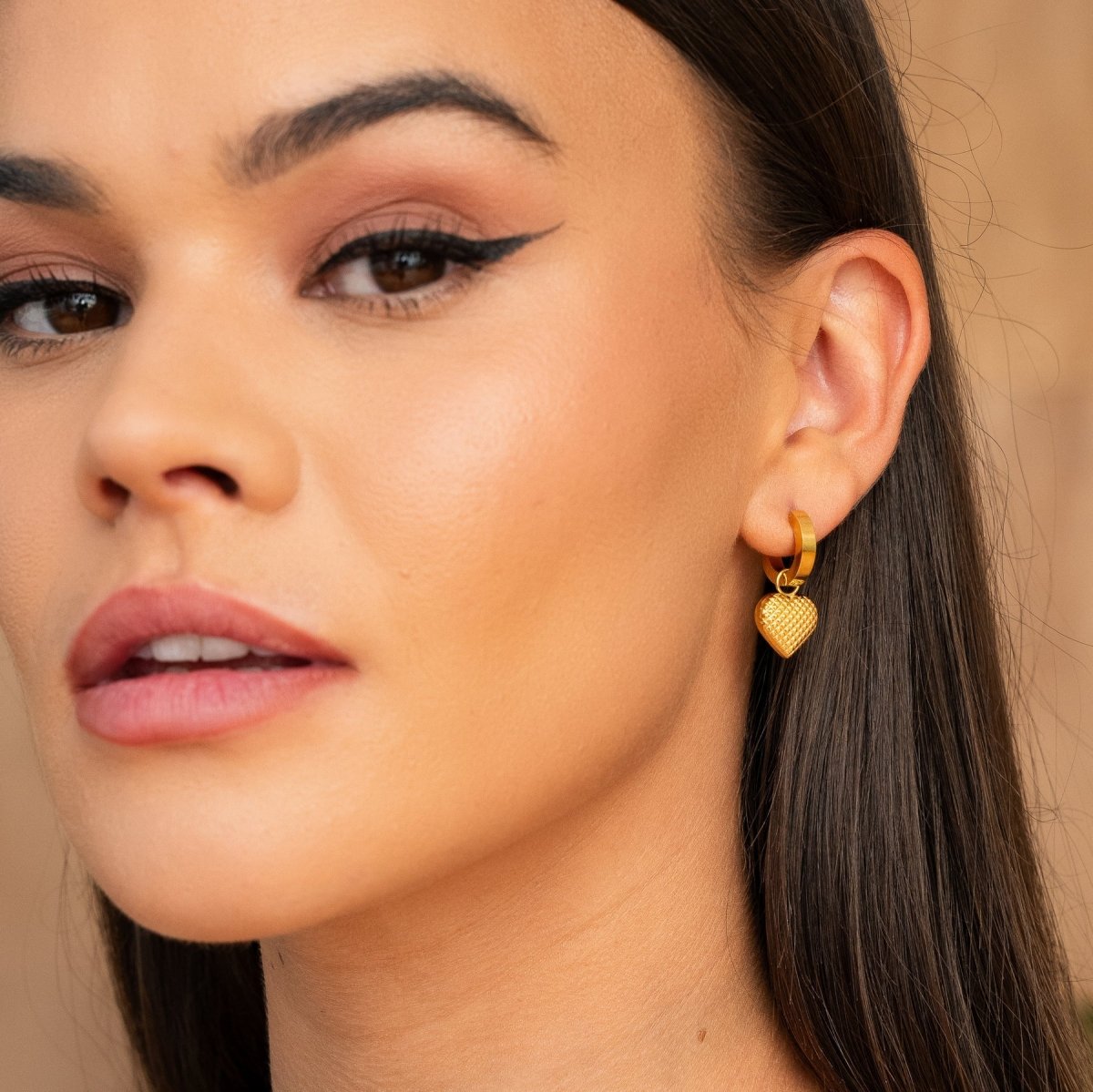 Love Mini Hoop Earrings 18K Gold Plated