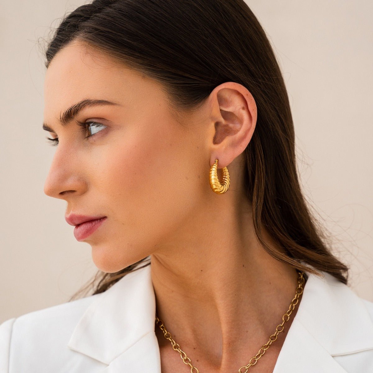 Croissant Hoop Earrings 18K Gold Plated