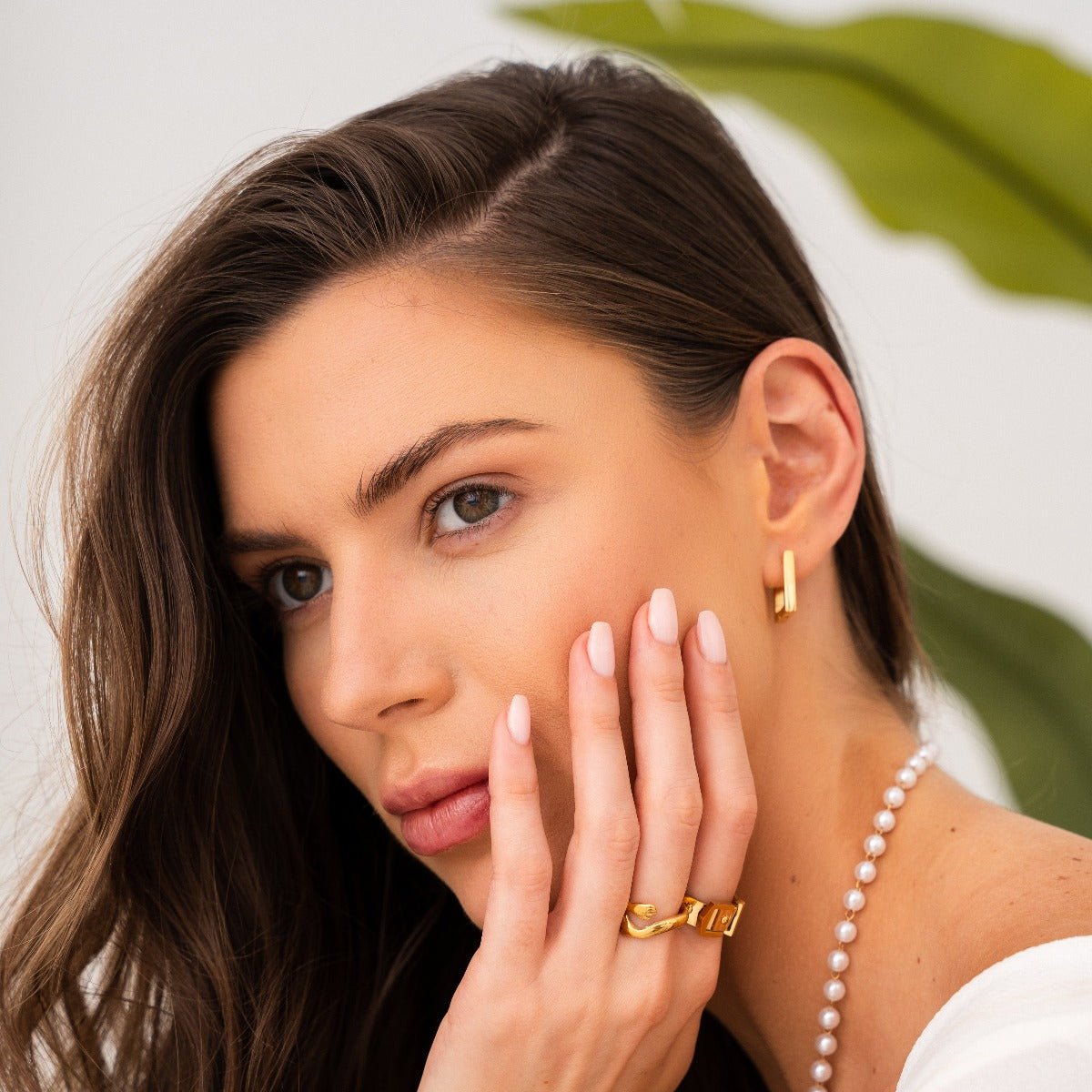 Leonor Square Hoop Earrings 18K Gold Plated