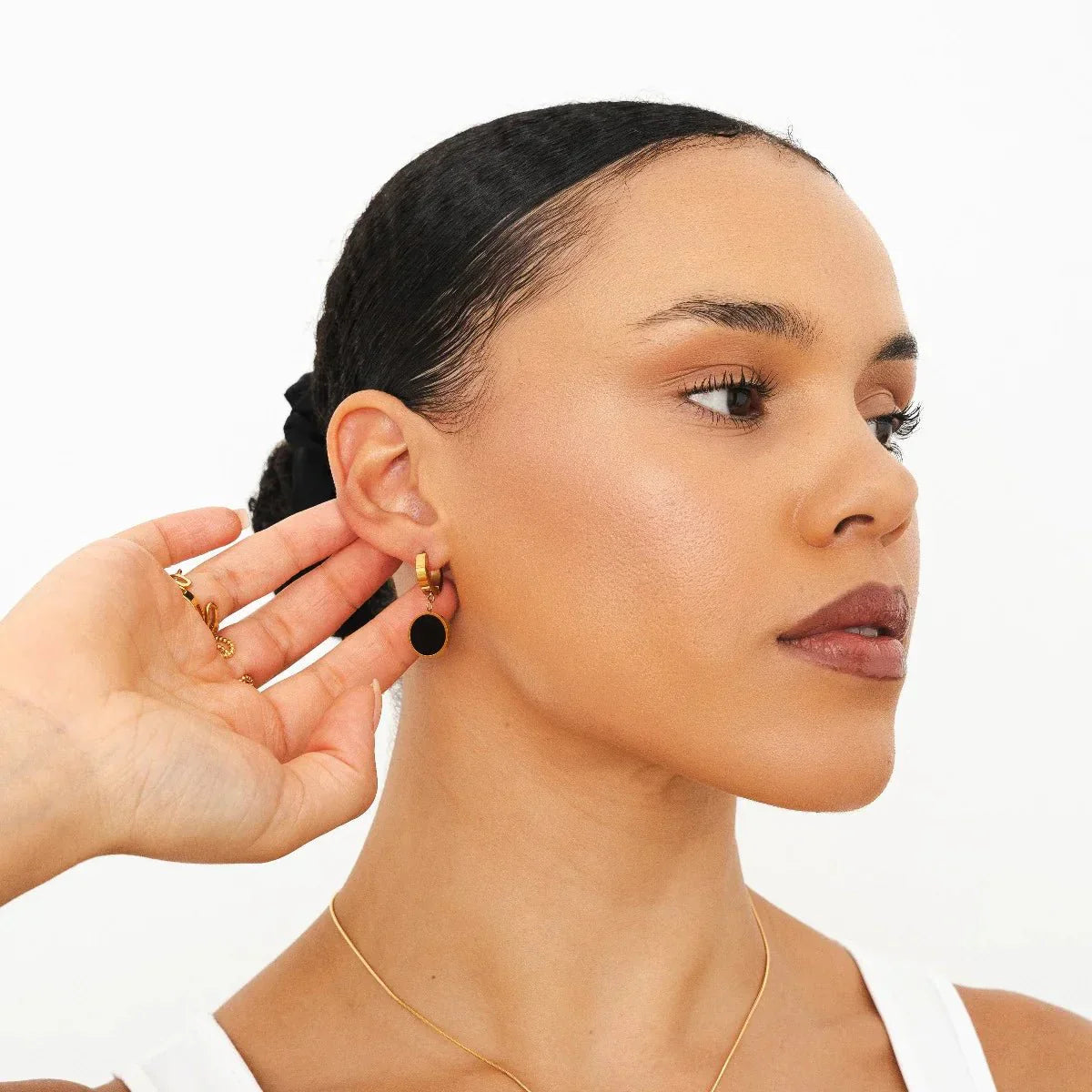 Noir Drop Earrings 18K Gold Plated