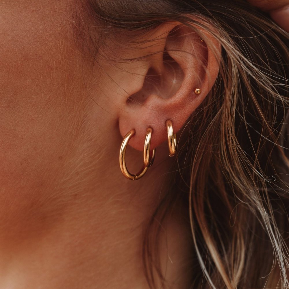 Triple Hoop Earrings 18K Gold Plated