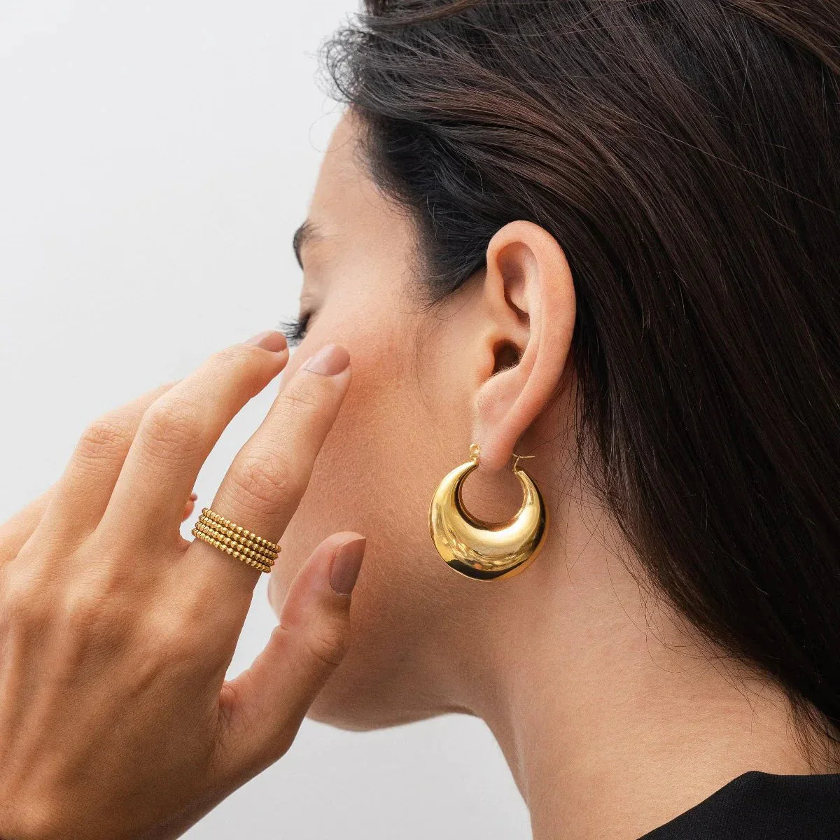 Bold Eva Hoop Earrings 18K Gold Plated