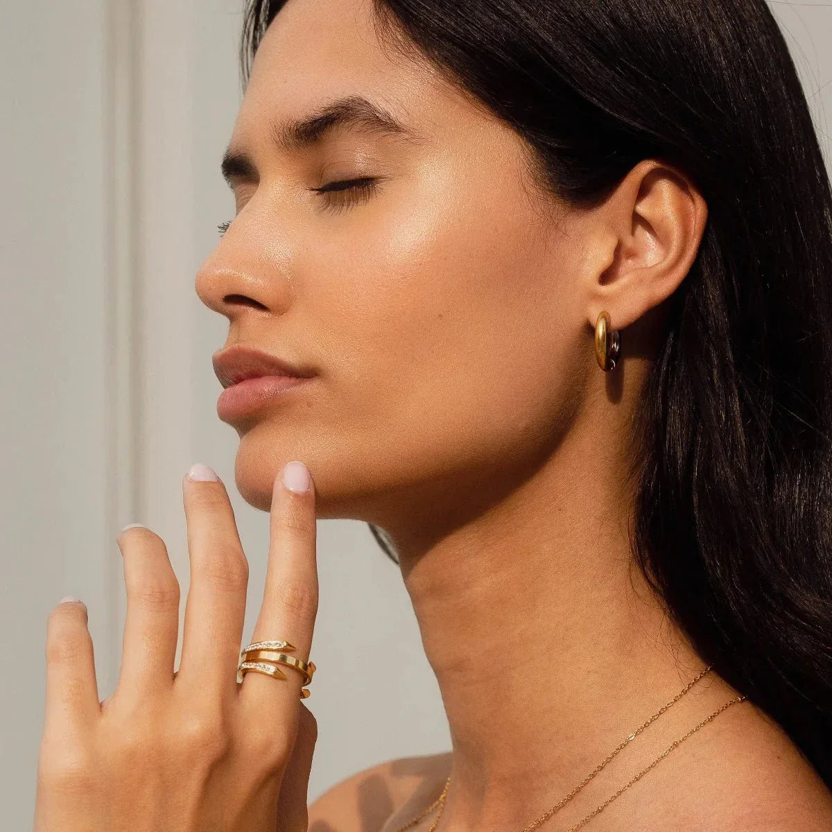 Contrast Hoop Earrings 18K Gold Plated