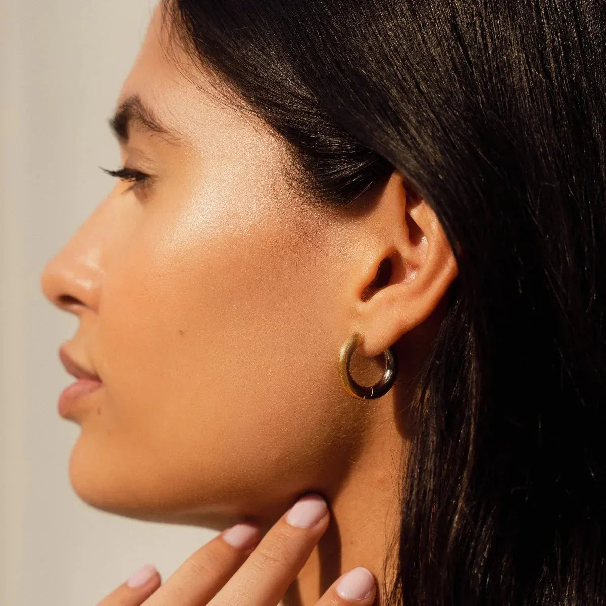 Contrast Hoop Earrings 18K Gold Plated