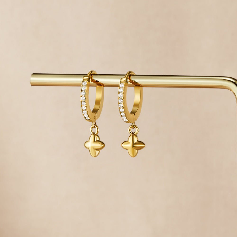 Bubble Petal Drop Hoop Earrings