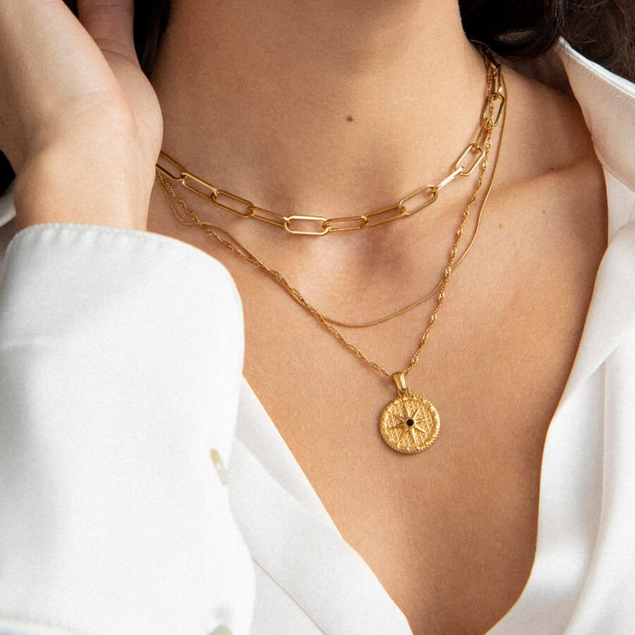 Compass Star Necklace 18K Gold Plated