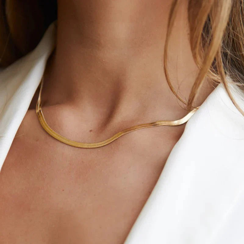 Golden Snake Chain Necklace 18K Gold Plated